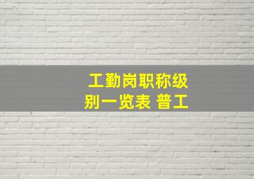 工勤岗职称级别一览表 普工